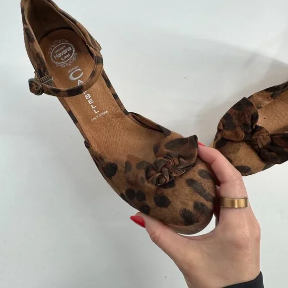 Jeffrey Campbell Daisy D Leopard Print Wood Platform Wedges - Size 7M - Picture 8 of 11
